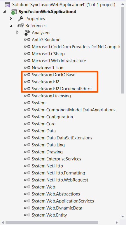 Syncfusion assemblies