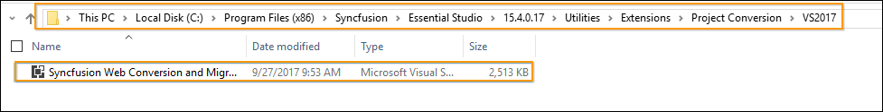Syncfusion Visual Studio extension VSIX file location