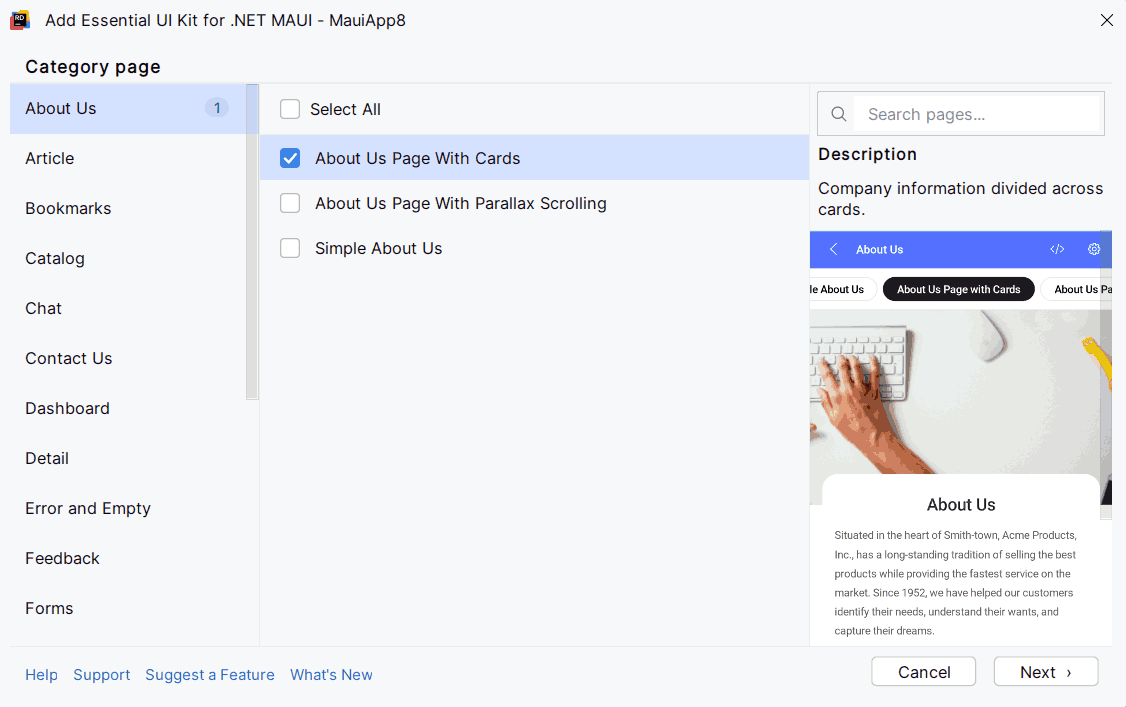 Add new item dialog box