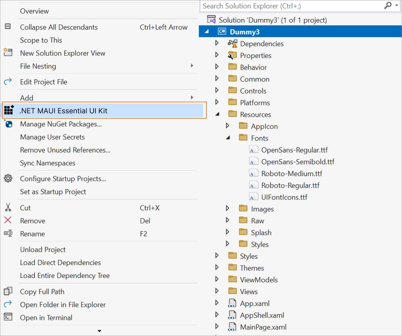 Syncfusion<sup>®</sup> Essential<sup>®</sup> UI Kit for .NET MAUI Context menu in MAUI