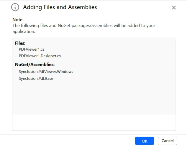 Syncfusion WinForms PDF Viewer SDK Item template details