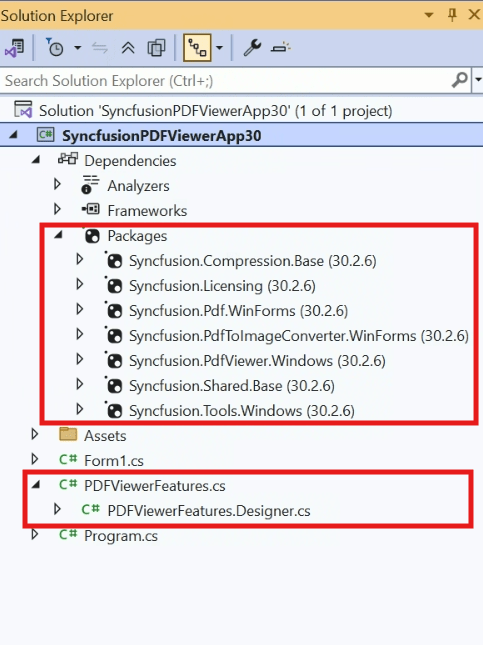 Syncfusion WinForms PDF Viewer SDK Item template Gallery