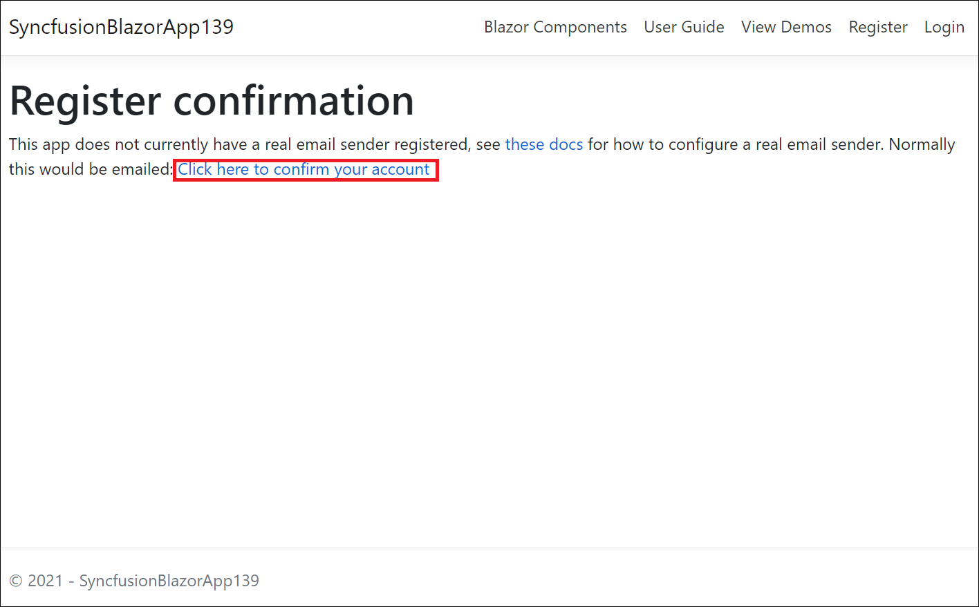 Register the confirmation