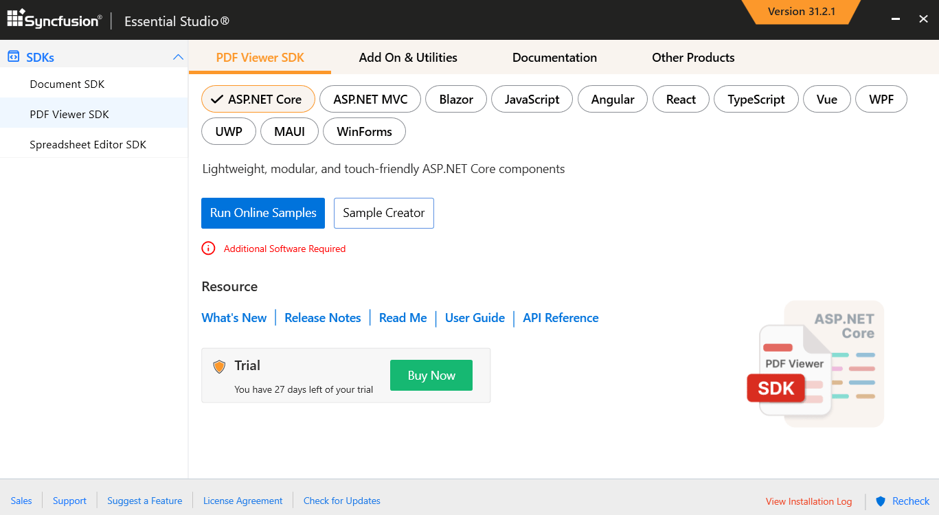 launch the Sample Creator via Syncfusion menu