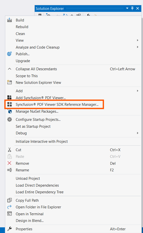 Syncfusion PDF Viewer SDK Reference Manager add-in