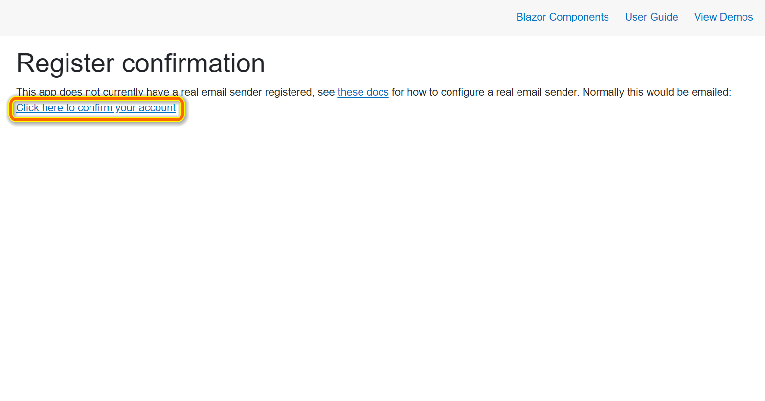 Confirming the WebApp registration