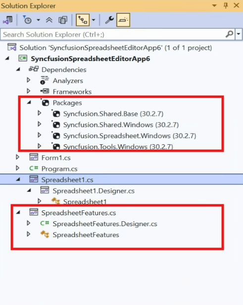 Syncfusion WinForms Spreadsheet Editor SDK Item template Gallery