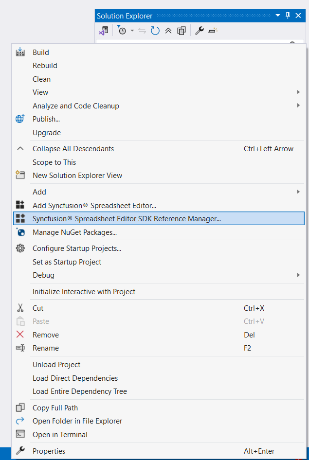 Syncfusion Spreadsheet Editor SDK Reference Manager add-in