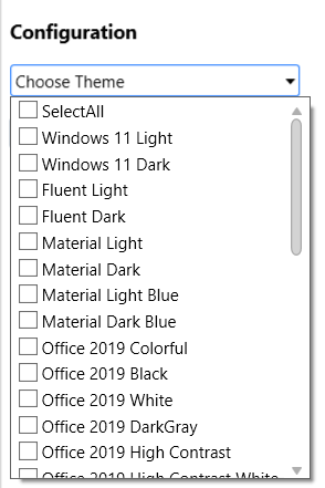 Theme option in Syncfusion Reference Manger