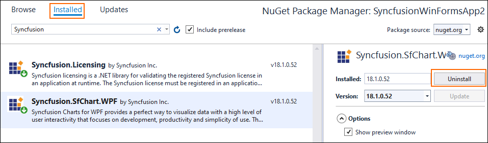 Installed packages details in NuGet Package Manager dialog