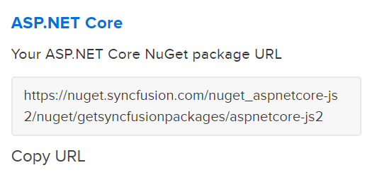 Syncfusion Essential JS 2 ASP.NET Core NuGet feed URL