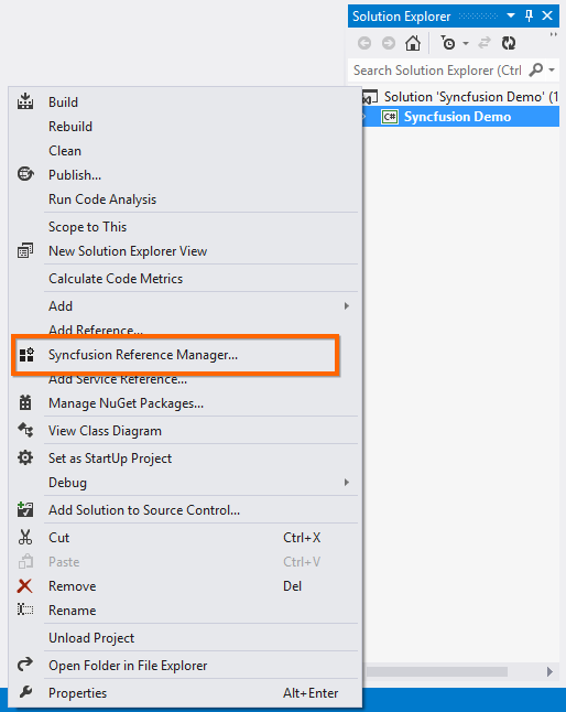 Syncfusion Reference Manager add-in