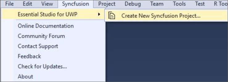 Syncfusion Menu when No project selected in Visual Studio