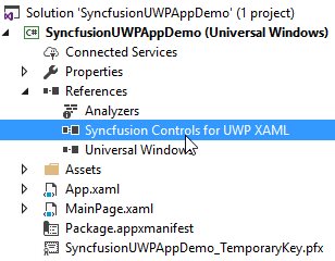 Syncfusion UWP Project created with SDK reference