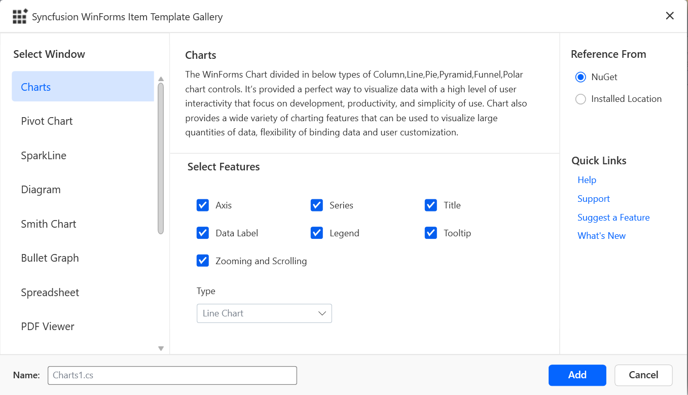 Syncfusion<sup style="font-size:70%">®</sup> WinForms Item template Components