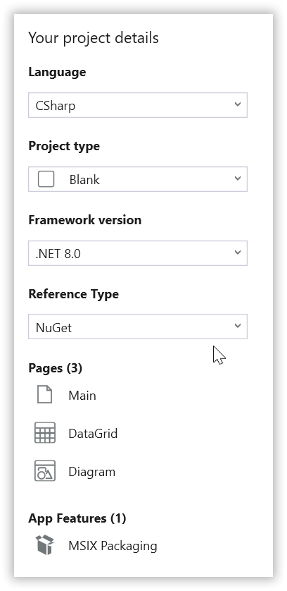 Syncfusion WinForms project details selection and unselection wizard