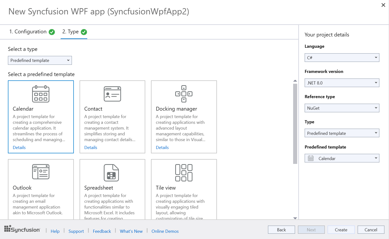 Syncfusion WPF Predefined template wizard