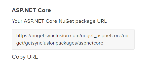 Syncfusion Essential JS 1 ASP.NET Core NuGet feed URL