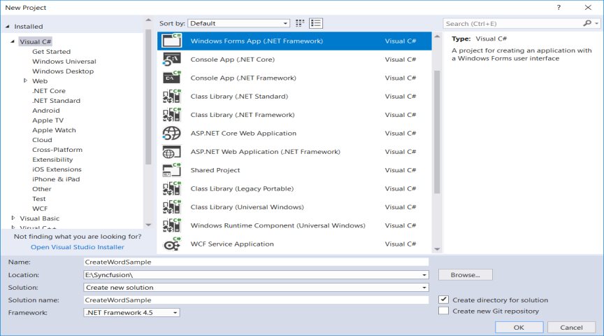 Create Windows Forms application in Visual Studio