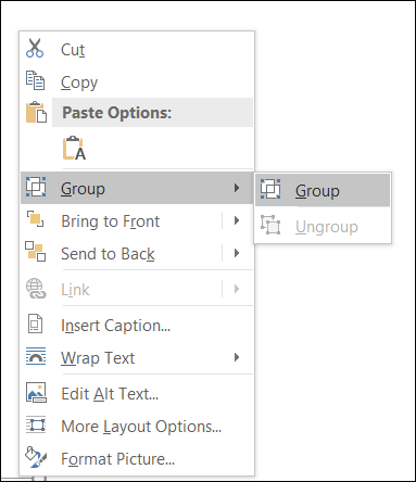 Create Group shape in Microsoft Word