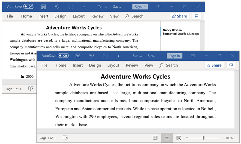 Accepting all track changes in Word document