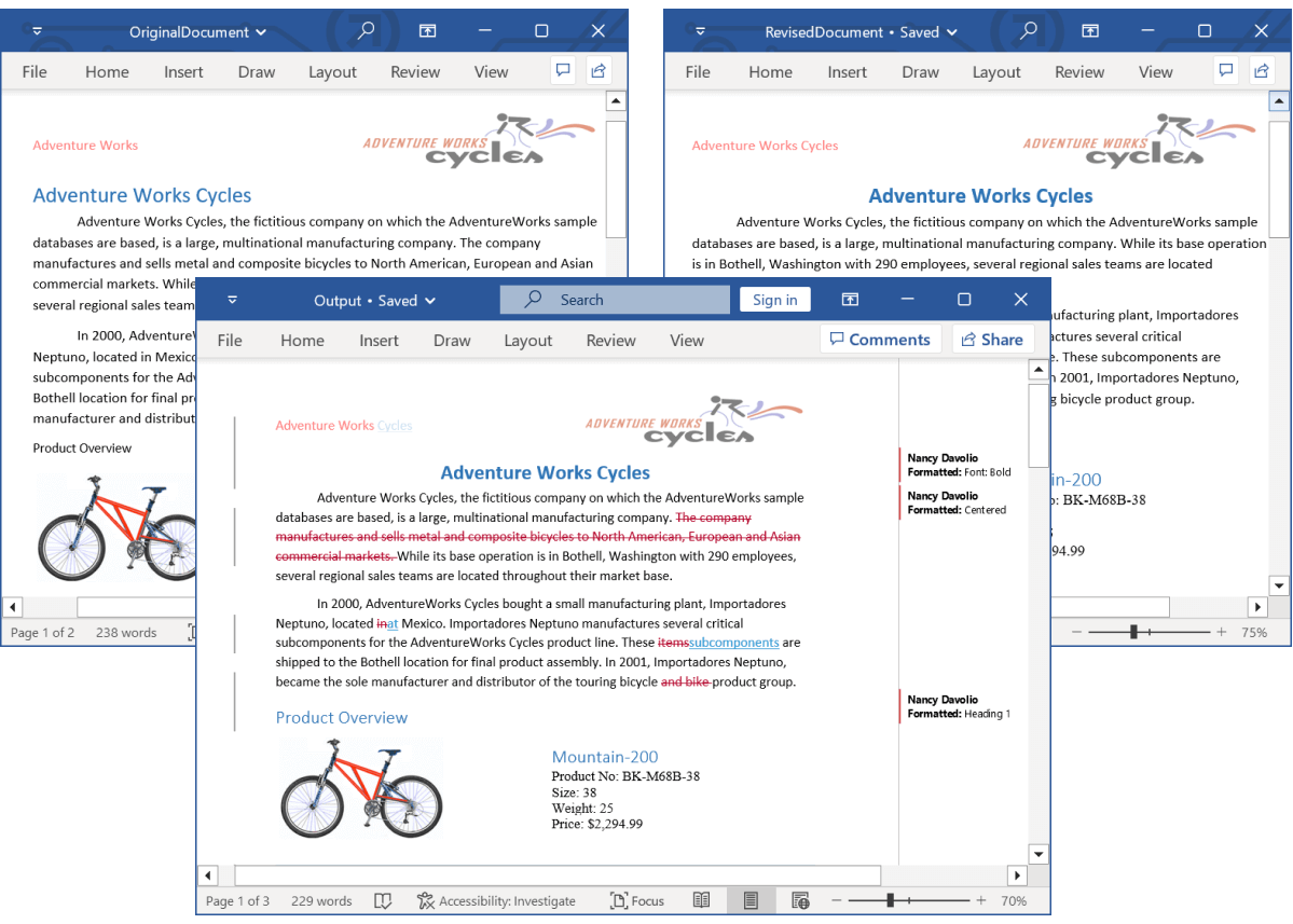 Compare Word documents in C#