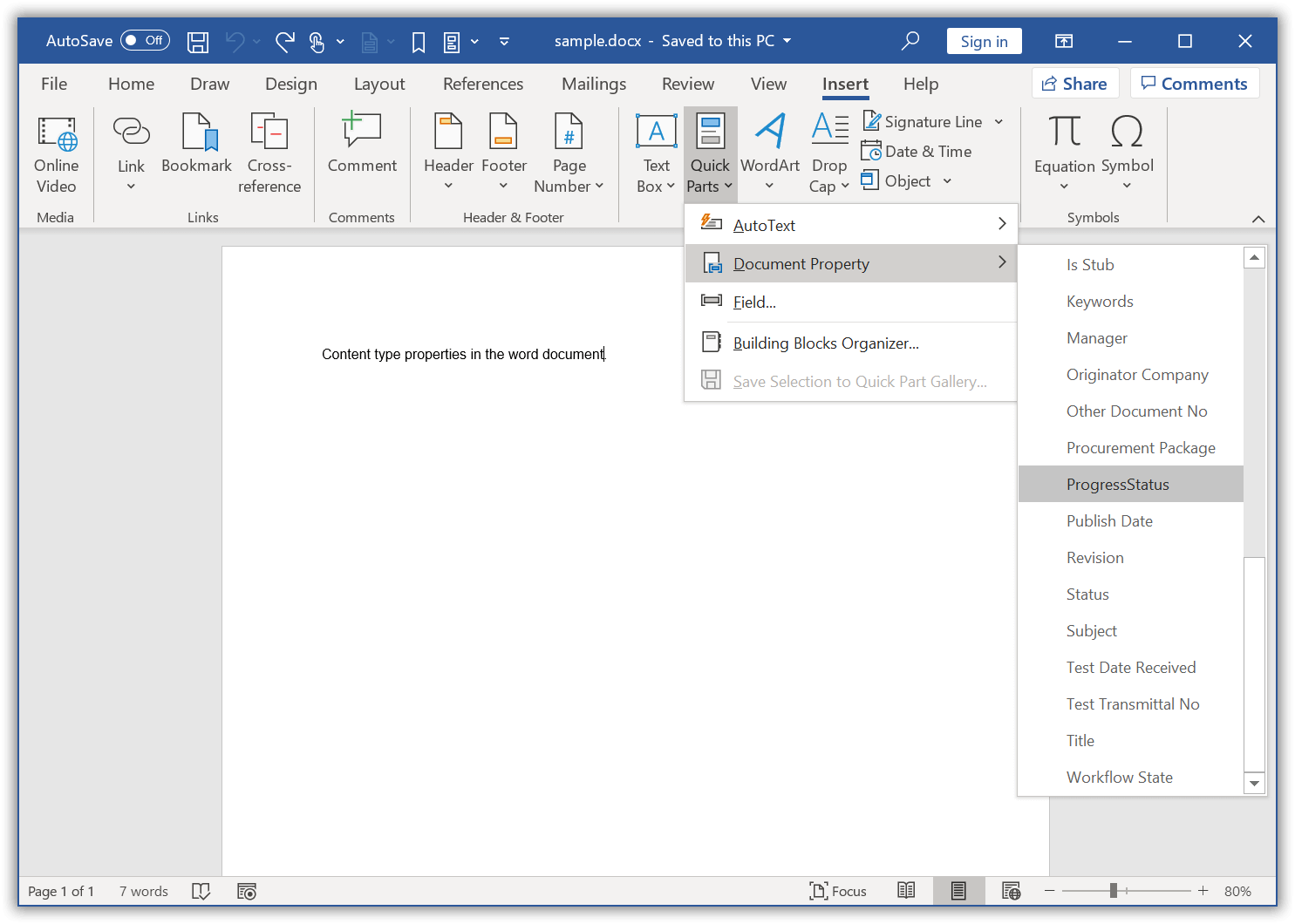 Resultant output Word document