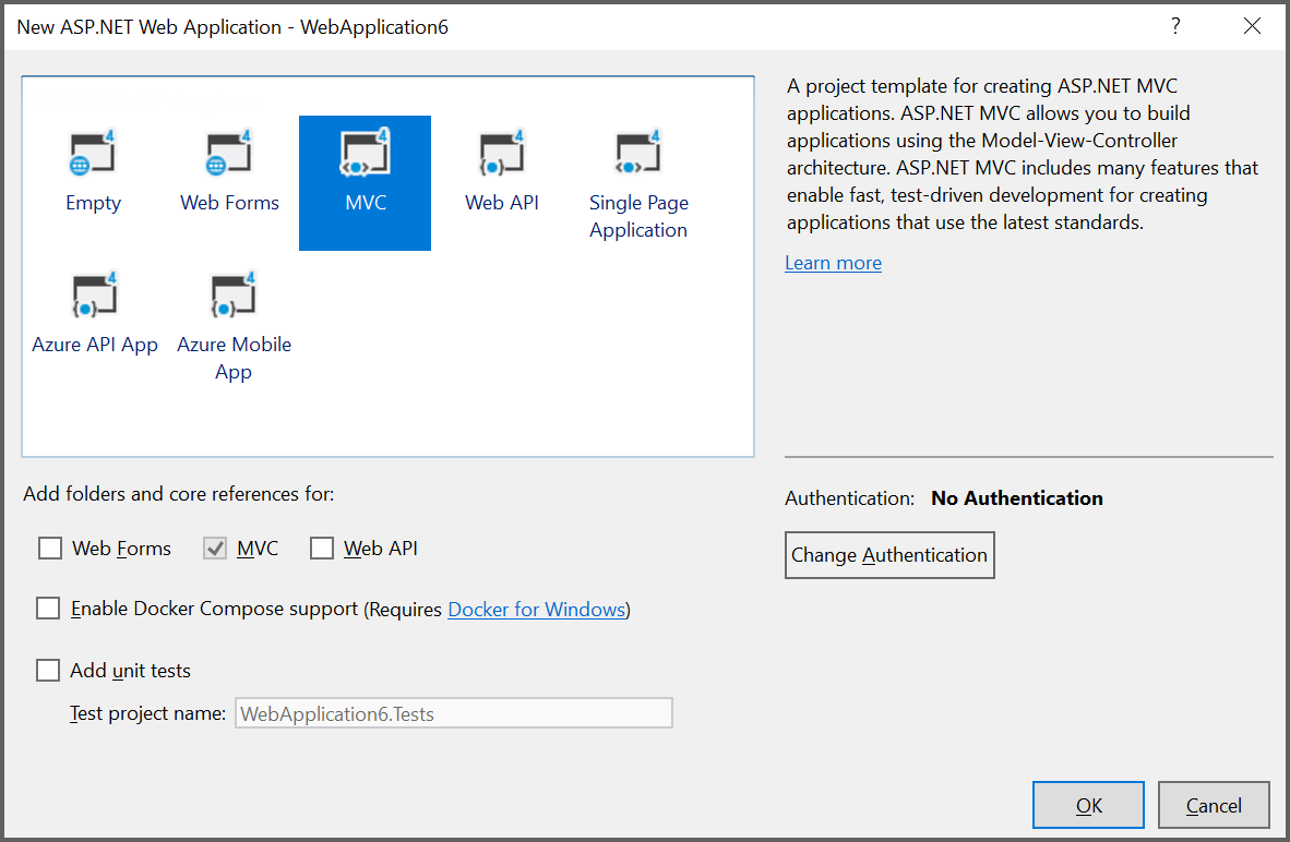 Create ASP.NET MVC Web application in Visual Studio
