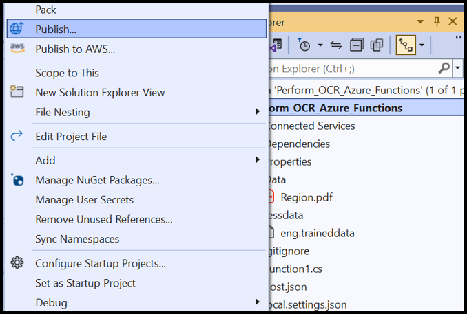 OCR Azure Functions publish1