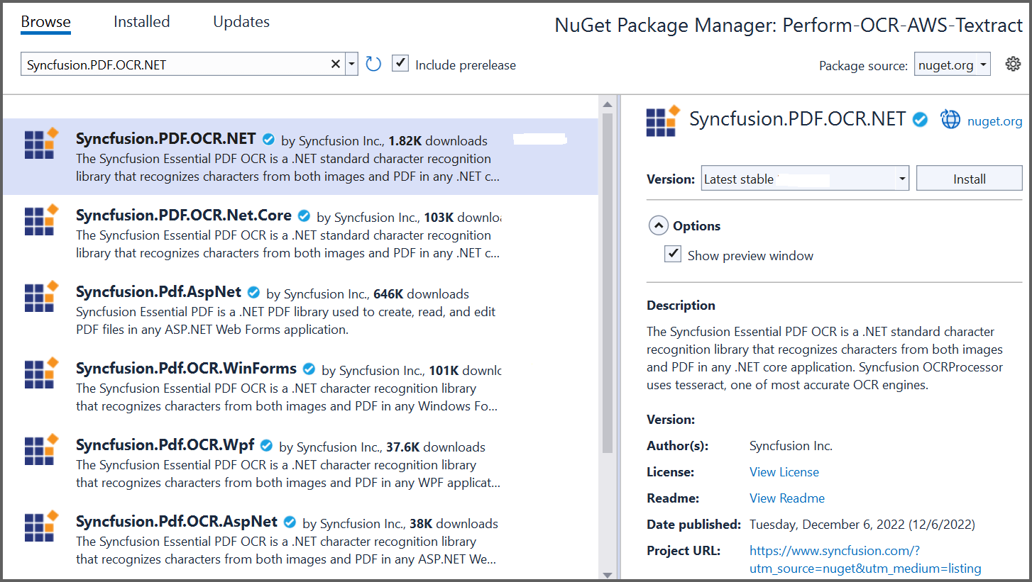 NuGet package installation1