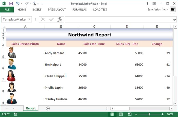 Output document using Template data filling
