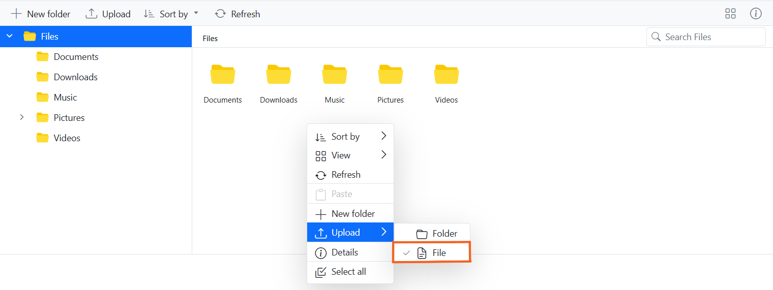 Uploading a file
