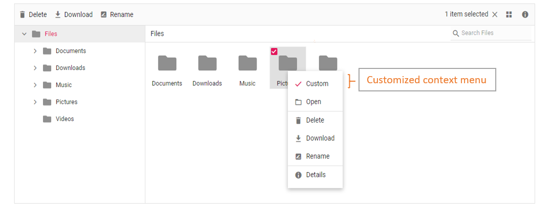 File Manager adding custom item in context menu