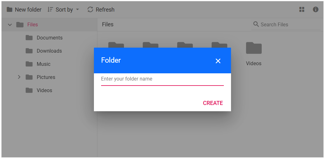 File Manager Customization dialog