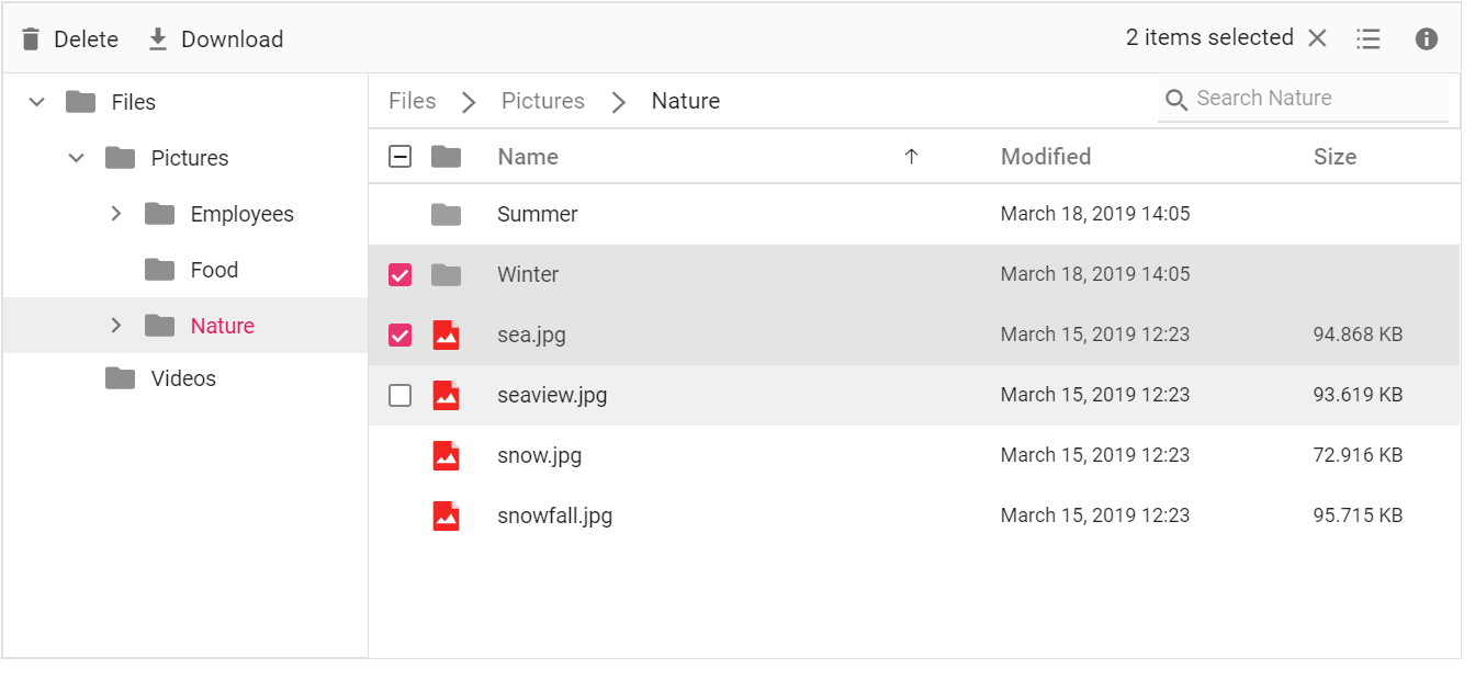 File Manager multiselection