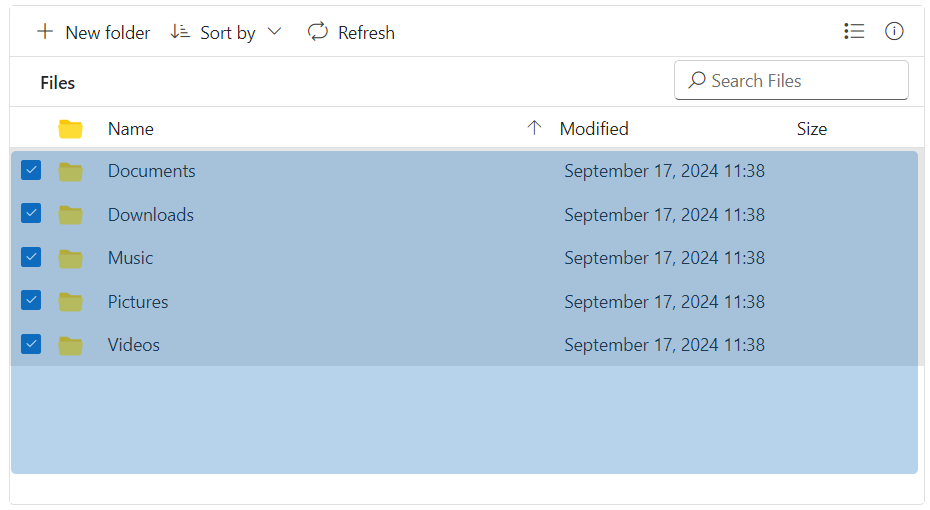 File Manager rangeselection
