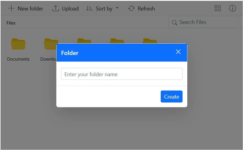 Blazor FileManager displays Custom Dialog