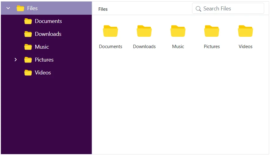 Blazor File Manager displays Customized Navigation Pane