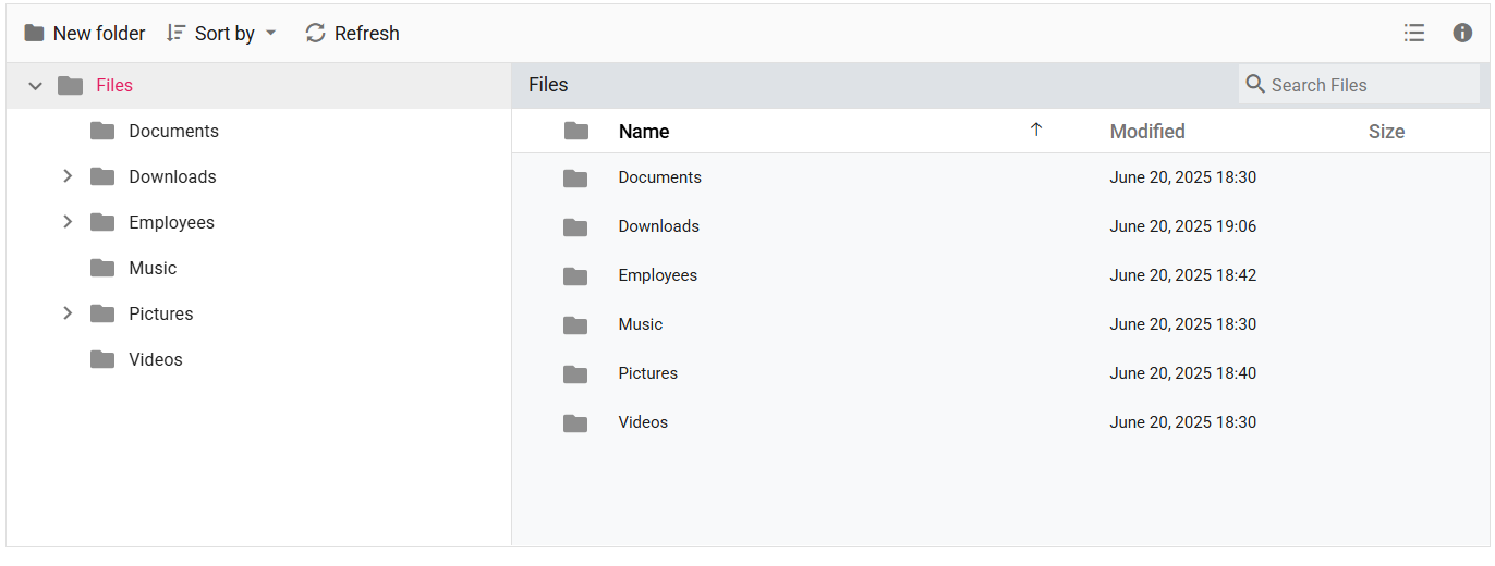 Javascript File Manager Customization Layout