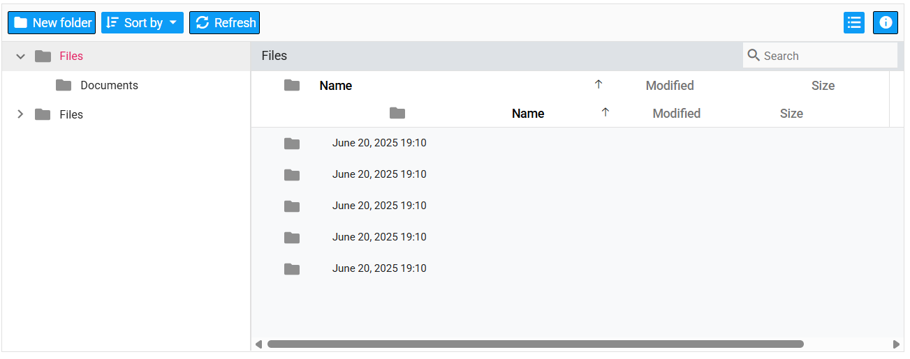 Javascript File Manager Customization Toolbar