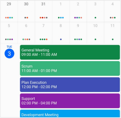 Month agenda view