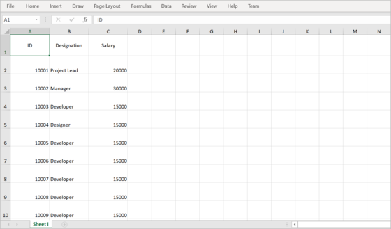 excel shows the grid with exclude columns