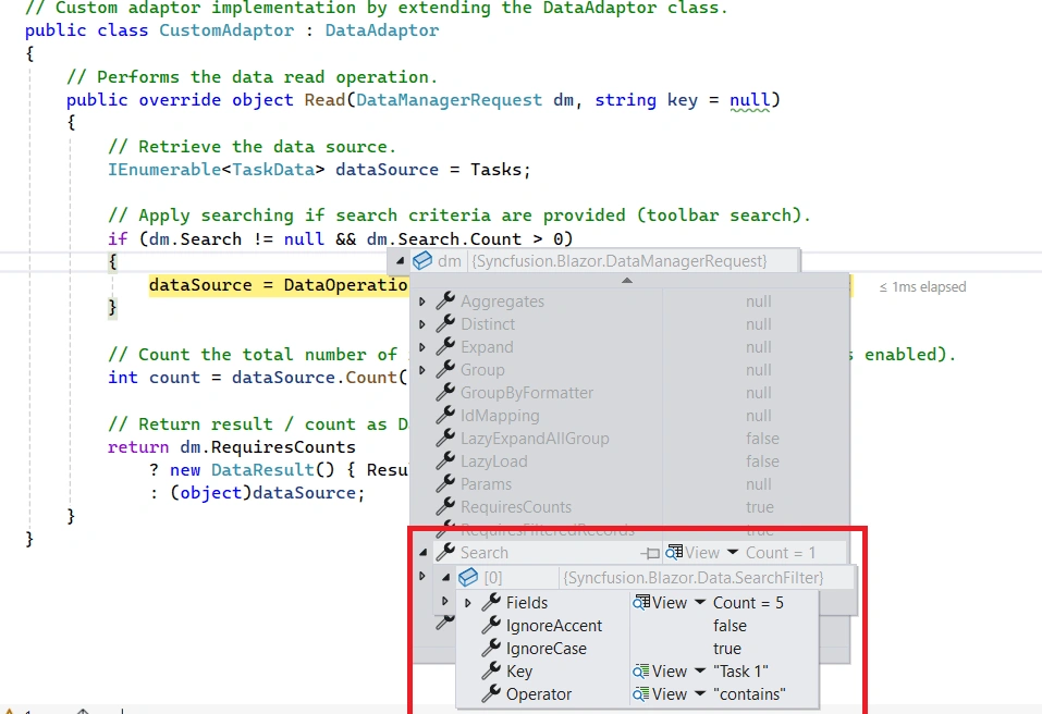 Handling Searching in Custom Adaptor