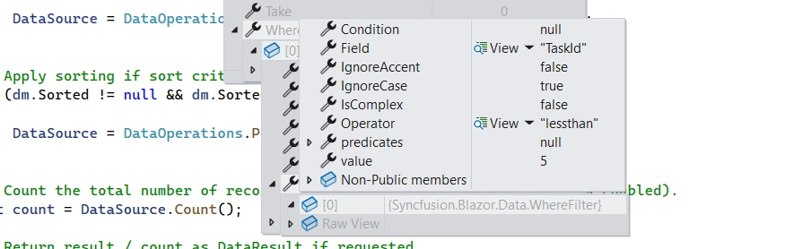 Column filtering