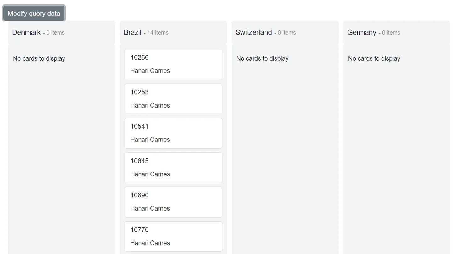 Kanban after modifying query parameter dynamically