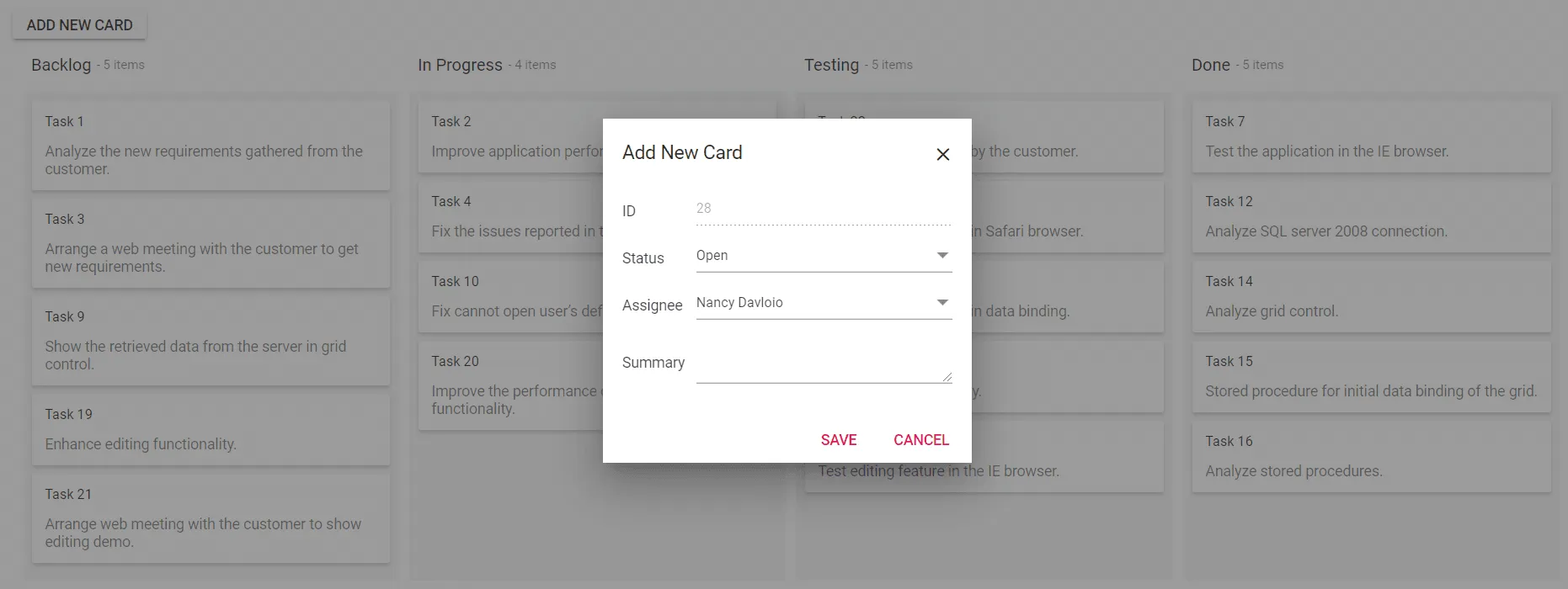 Customized Dialog Template in Blazor Kanban