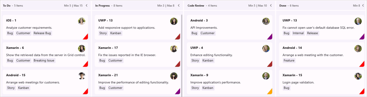 .NET MAUI kanban overview 