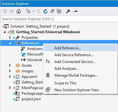 Adding UWP Gantt assembly reference in project