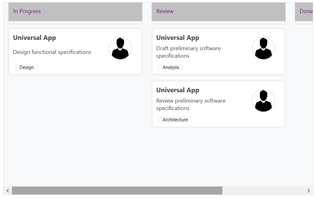 Customization of column header in UWP Kanban