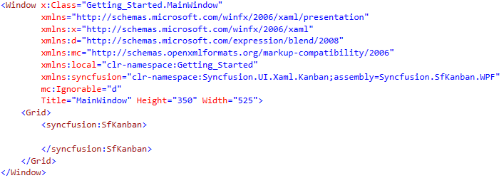 Adding SfKanban from toolbox Xaml Reference